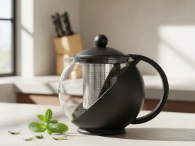 Tetera vidrio redonda con infusor